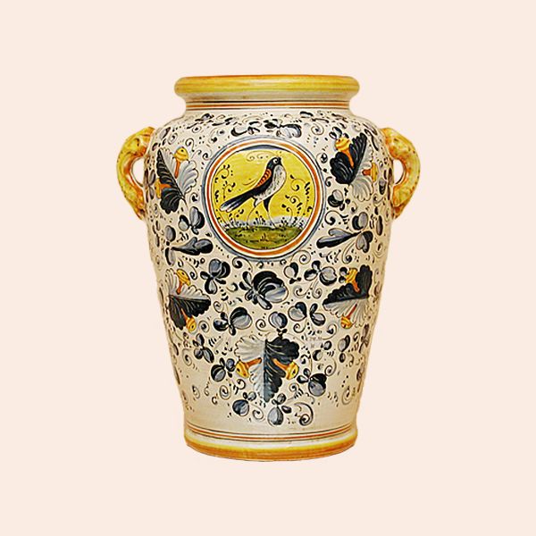 CB108A 50 - Oil jar cm50 Cafaggiolo Blu with bird